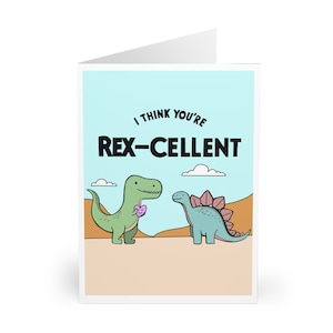 Funny Dinosaur Love Card • You’re Rex-cellent Valentine, Birthday or Just Because Card • Cute Dino Couple Greeting Card • For Him or Her