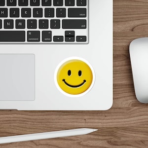 WATERPROOF STICKER Smiling Face Sticker – Waterproof Vinyl Positive Vibes Decal for Laptops, Water Bottles, Cars, Notebooks & Journals