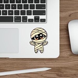 WATERPROOF Halloween Mummy Waterproof Sticker – Spooky Season Decor for Laptops, Trick-or-Treat Bags & More