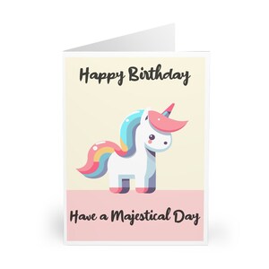 Majestical Unicorn Birthday Card • Cute Magical Card for Kids • Gender-Neutral Happy Birthday Greeting • Whimsical Rainbow Unicorn Design