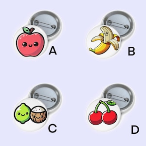 Fruit Pin Badge Set – Apple, Banana, Cherries, Lime & Coconut | Cute Fruit Lover Gift, Kawaii Pins for Bags, Jackets, Backpacks