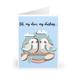 Soft pastel dove couple card. Blank inside. A6-A5 sizes for anniversaries, Valentine’s, birthdays or heartfelt “just because” notes.