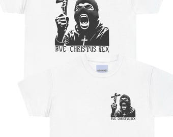 Ave Christus Rex T-Shirt – Bold Faith-Based Tee with Crucifix Design | Latin Phrase Christian Shirt | Unisex Streetwear