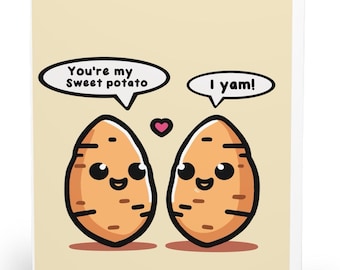 Cartão "Você é Minha Batata Doce" • Jogo de palavras fofo e engraçado para o Dia dos Namorados, aniversário de casamento, aniversário de namoro/casamento • Cartão de felicitações com tema de comida saudável para ele ou para ela