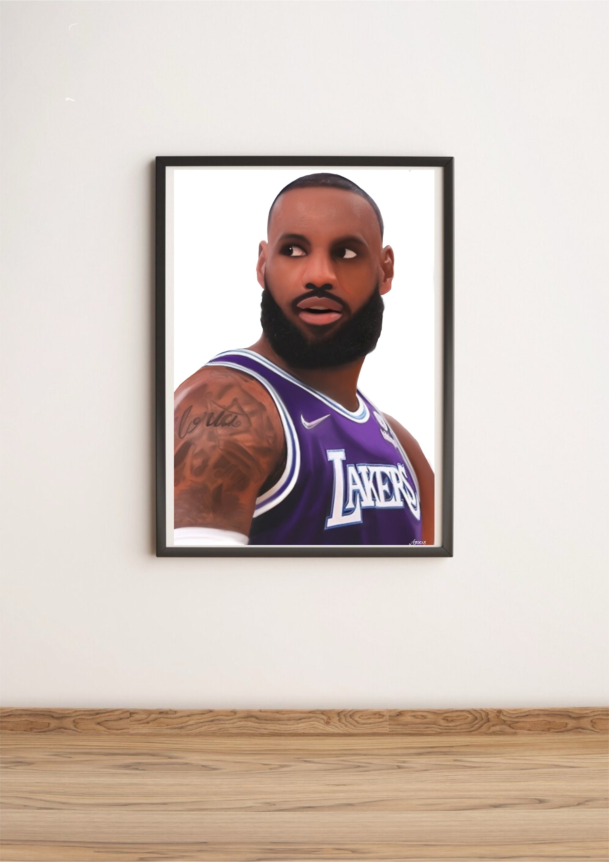 Lebron James King With Crown Portrait Fan Art Painting Style Digital Image  .PNG File 