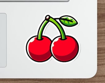 Cartoon Kirschen Aufkleber - Süßes Obst wasserdichter Vinylaufkleber | Kawaii Sommer Aufkleber für Laptop, Wasserflasche, Journal, Scrapbook