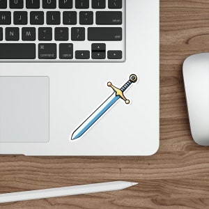 WATERPROOF Cartoon Sword Sticker – Fantasy Hero Vinyl Decal | Waterproof Adventure Gaming Sticker for Laptop, Console, Notebook, or Gift