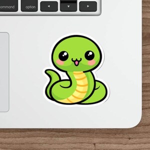 Kawaii Grüne Schlange Sticker - Wasserfester Vinyl Aufkleber (Einzeln oder Set)