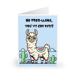 Aucune carte d'encouragement de Prob-llama | Carte de motivation mignonne de lama | Salutations positives et encourageantes pour les amis, les examens, les trucs de la vie | KEOLIX
