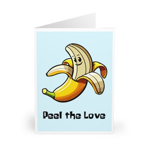 Biglietto d'auguri con banana e sbucciatura dell'amore / Biglietto d'auguri con banana e sbucciatura dell'amore / Biglietto con gioco di parole per amici, partner, semplicemente perché, amore, formato A6, A5 o 5x7 / KEOLIX