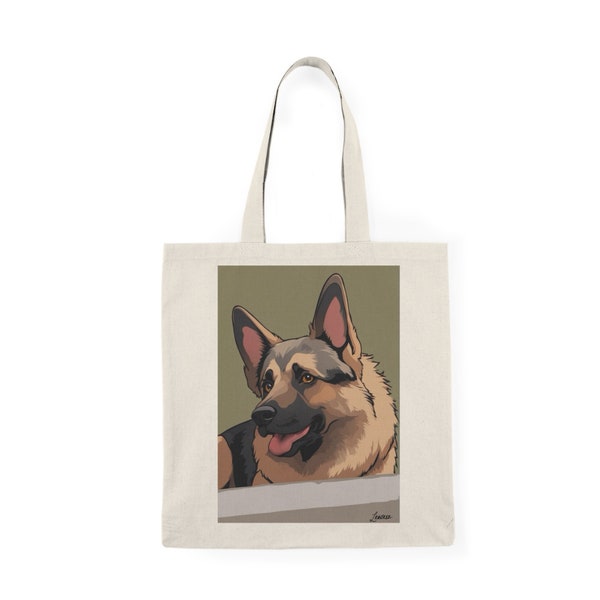 German Shepherd Tote Bag | Shopping cotton Bag | 100% Recycled Cotton | funny tote | Dog  tote bag