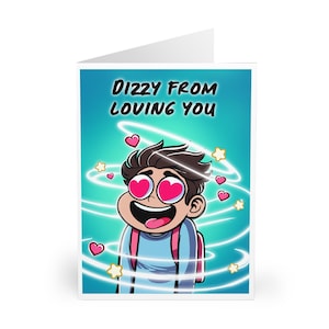 Tarjeta Dizzy de Loving You • Tarjeta divertida y linda de San Valentín, aniversario o cumpleaños para él y ella • Dibujos animados de corazones de amor kawaii