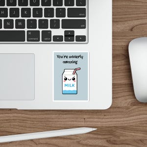 WASSERDICHTE AUFKLEBER You're erstaunliche niedliche Milch Karton Aufkleber | Wasserdichtes Vinyl Kuh Wortspiel | Lustiger Laptop Wasserflasche Aufkleber
