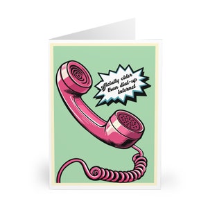 Você é oficialmente mais velho do que o cartão de internet discada • Cartão de aniversário retrô engraçado • Nostalgia tecnológica dos anos 90 • Cartão de felicitações humorístico para ele ou ela