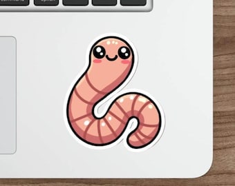 Cute Pink Worm Sticker – Waterproof Vinyl Decal