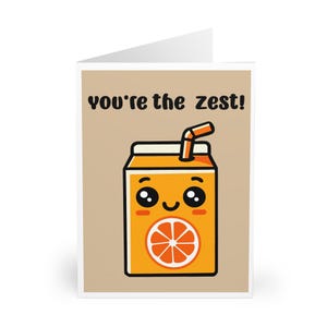 CUTE CARD – “You’re the Zest” | Orange Juice Box Design, Funny Birthday & Thank You Greeting, Handmade UK