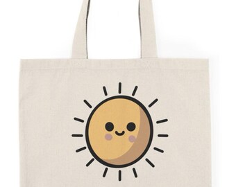 Bolsa de tela "Eres mi sol" - Diseño alegre de sol de dibujos animados / Eco Shopper de algodón reciclado / Un regalo positivo y alentador para ella y sus amigas
