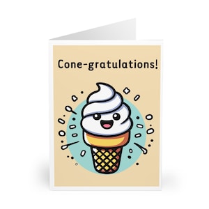 Gefeliciteerd! Kaart | Grappige ijsje woordspeling kaart | Afstuderen, promotie, nieuwe baan | A6, 5 x 7 of A5 | KEOLIX-gelukskaart