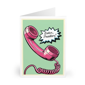 Later, Traitor Funny Goodbye Card • Vintage Phone Design • Humorous Farewell Card for Colleague, Friend, or Retirement • Bold & Retro
