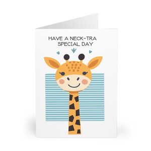 Carte de voeux spéciale Neck-Tra • Carte drôle de girafe pour un anniversaire, la Saint-Valentin, la fête des Mères • Carte animal fantaisiste pour elle ou lui