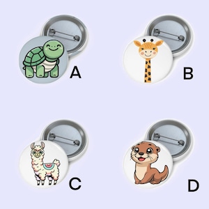 Cute Animal Pin Badge Set – Llama, Turtle, Otter Giraffe | Kawaii Animal Lover Gift | Adorable Pins for Jackets, Bags & Accessories