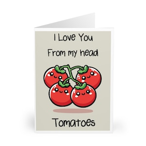Je t'aime dans ma tête Tomates | Carte mignonne drôle d'amour | Carte d'anniversaire de jeu de mots | Saint-Valentin ou simplement parce que | Conception végétarienne de dessin animé | KEOLIX