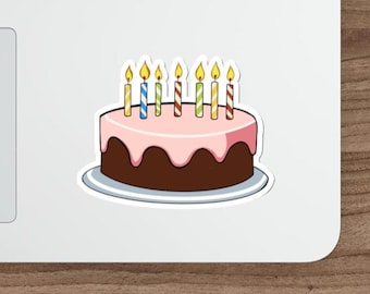 Waterproof Birthday Cake Sticker | Vinyl Decal for Laptops, Journals