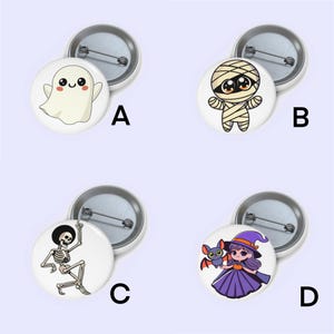 Set de pins de Halloween: adorables insignias de bruja, fantasma, esqueleto y momia / Pack de botones espeluznantes para regalos, bolsos, chaquetas y accesorios de Halloween