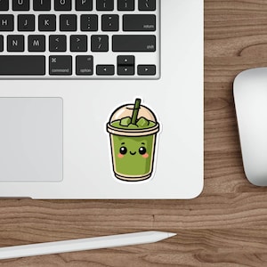 Kawaii Matcha Sticker – Cute Waterproof  Packs of 3, 6 or 9 | Waterproof Sticker for Laptop, Water Bottle, Phone Case | Sweet Kawaii Drink