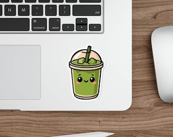 Adesivo Kawaii Matcha – Decalque de Vinil Impermeável para Laptop e Garrafa de Água