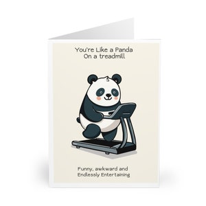 Wenskaart Panda op een loopband • Grappige kaart voor hem of haar • Schattige dierenkaart voor fitnessliefhebbers, verjaardagen, gewoon omdat of liefde