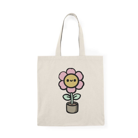 Bolsa de mano con diseño de flores en maceta Bolsa de tela con