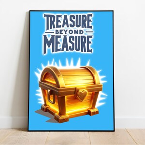 Print met onmetelijke schat | Kunst piratenschatkist | Avontuurlijke fantasie muurkunst | Gold and Wonder-citaatposter voor thuis of als cadeau
