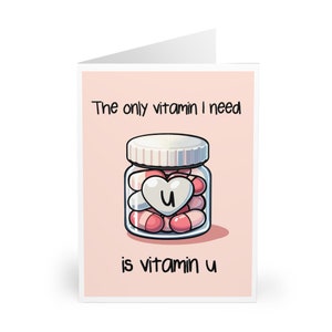 Tarjeta de amor divertida / Juego de palabras sobre bienestar con "Vitamina U" / Tarjeta de aniversario o simplemente porque sí / Tarjeta romántica divertida para él o ella (Reino Unido)