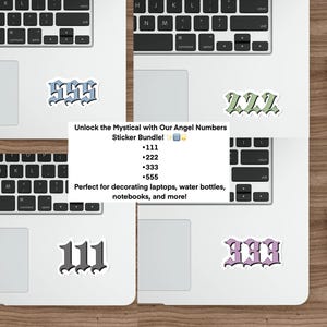 Numeri angelici 555, 222, 111, 333 Pacchetto di adesivi Adesivi in vinile Impermeabili/Durevoli/Perfetti per Scrapbooking, Diari, Decalcomanie per laptop