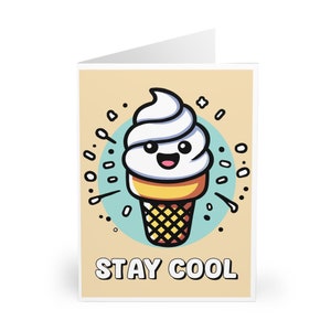 Restez au frais carte de vœux | Jeu de mots mignon cornet de crème glacée | Carte été, anniversaire, juste parce que, réconfort, sensation de bien-être | A6, 5 x 7, A5 | KEOLIX