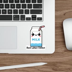 WATERPROOF Best When Chilled Sticker | Waterproof Milk Carton Decal | Cute Foodie Gift | Scrapbook, Laptop, Water Bottle Vinyl Sticker