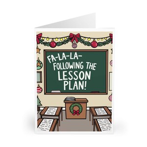 CARTE DE NOL DU PROFESSEUR – « Fa-la-la suivant le plan de leçon » | Carte de vœux festive, cadeau de remerciement pour les enseignants, le personnel de l'école