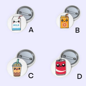 Getränke Pin Badge Set – Milchtüte, Saftbox, Bubble Tea, Getränkedose | Süße Trink-Anstecker für Jacken, Rucksäcke, Geschenke