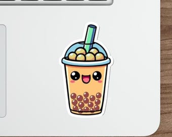 Cute Bubble Tea Sticker – Kawaii Boba Vinyl Decal | Waterproof Sticker for Laptop, Water Bottle, Phone Case | Sweet Kawaii Drink Art