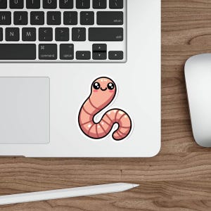 WATERPROOF Cute Worm Sticker – Fun, Waterproof, and Playful Pink Worm Sticker for Personalizing Laptops, Water Bottles, and More!