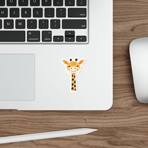 WATERPROOF Playful Giraffe Sticker – Cute Cartoon Animal Vinyl Decal | Waterproof Handmade Sticker for Scrapbook, Laptop, Journal, or Bottle