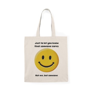 Sarcastic Smiley Face Tote Bag – Funny Eco Reusable Bag with Quote, Recycled Cotton
