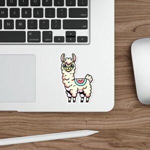 Pegatina de llama pastel de dibujos animados: adorable vinilo de animal kawaii / Pegatina impermeable y divertida para portátil / Regalo para ella, niños y álbumes de recortes