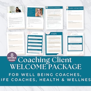 8 PG Life Coaching Client Welcome Packet Letters, Client Coaching Agreement for Mindset Coaches, Editable Coaching Templates Welcome Package