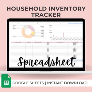 Home Inventory Tracker Google Sheets, Office Inventory Spreadsheet, Estate Planning Inventory Tracker, House Items List Digital Worksheet