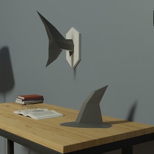 3D Papercraft Shark Fin Set: DIY Origami Sculpture (PDF Template)