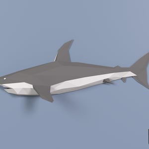 DIY 3D Papercraft Shark Decor Facing Left Printable Origami Animal