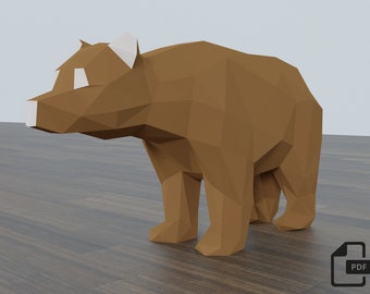 Craft Your Own Bear Papercraft: 3D Paper Art for Home Decor  Printable Origami Puzzle Template - Mid Century Modern Decor - Digital Download