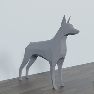 Doberman Papercraft Template - Printable PDF Puzzle for DIY Home Decor - 3D Puzzle for Mid Century Modern Animal Art and Home Decor